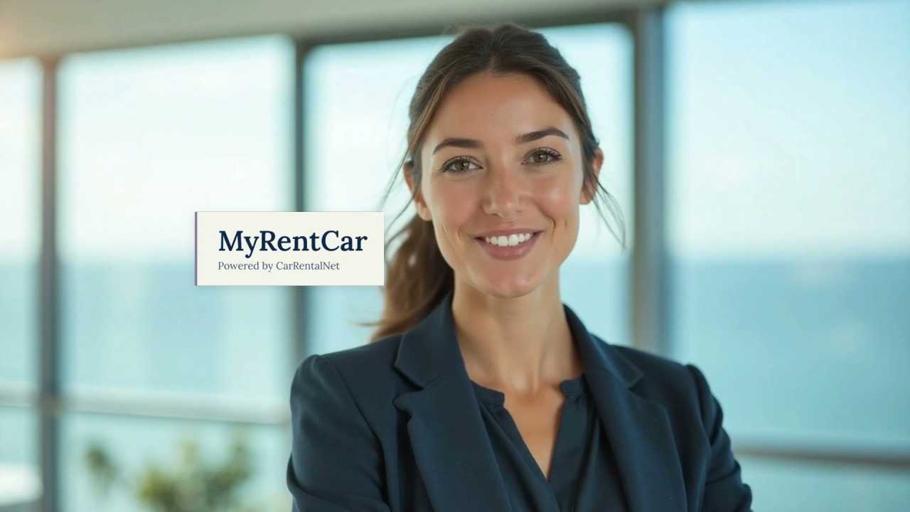MyRentCar presenter introducing the rental-car comparison guide